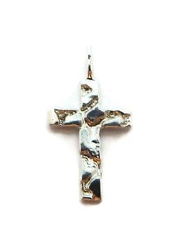 Cross Nugget Pendant Charm .925 Sterling Silver