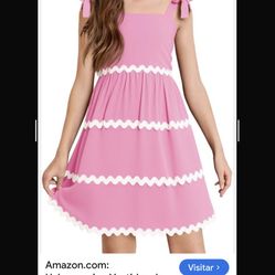 Bowknot Strap RIC Rac Smocked Summer Dresses 5-14 Years 