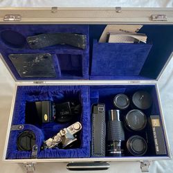 Vintage Olympus OM Series Camera Lenses and Case