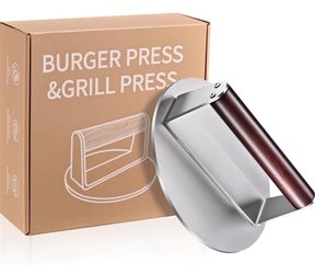Heavy-Duty 6-Inch Smash Burger Press, 1.5 lb Stainless Steel Grill Press with Wood Handle, Non-Stick Burger Smasher for Hamburger, Bacon & BBQ