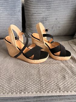 Black Espadrille Wedge Sandals