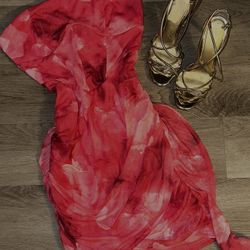 Red/ Pink Strapless Corset BodyCon Dress🤩 Heels Are Available 