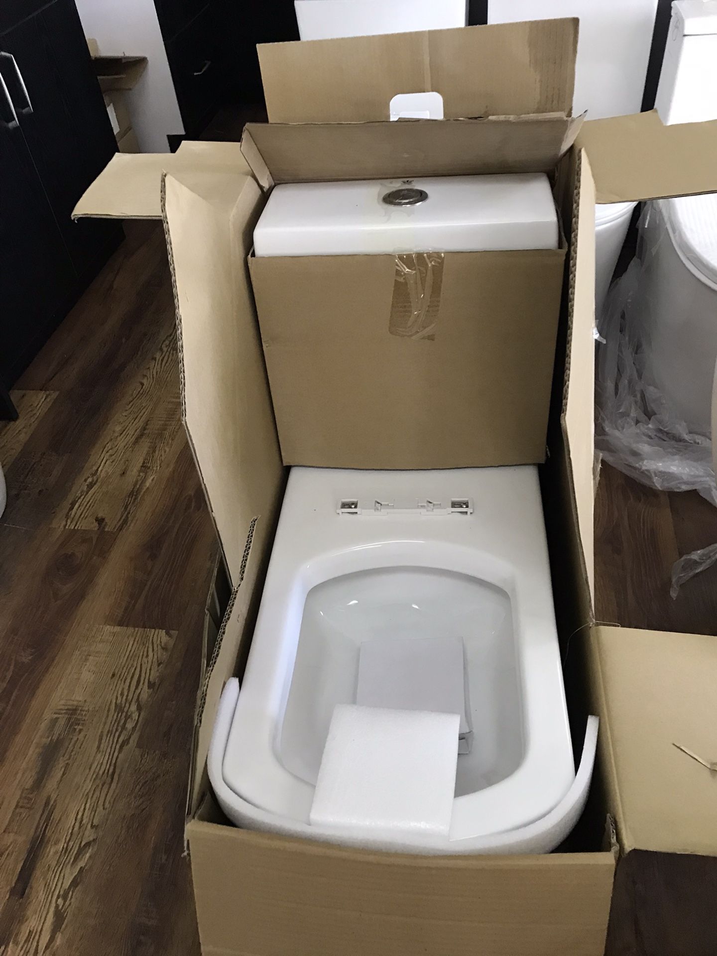 White One Piece Toilet Square Front Bowl Modern Design