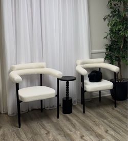 Modern Boucle Accent Chairs Set of 2