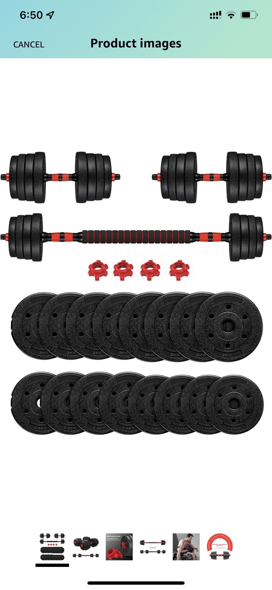 HUEP Adjustable Dumbbell Set,Male and Female Fitness Free Weight Dumbbell Set with Connecting Rod can be Used as a Barbell for Home Fitness and Exerci