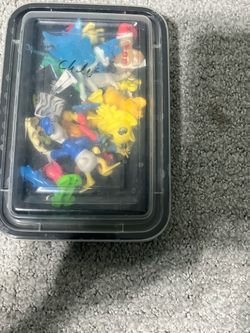 Box of action figures