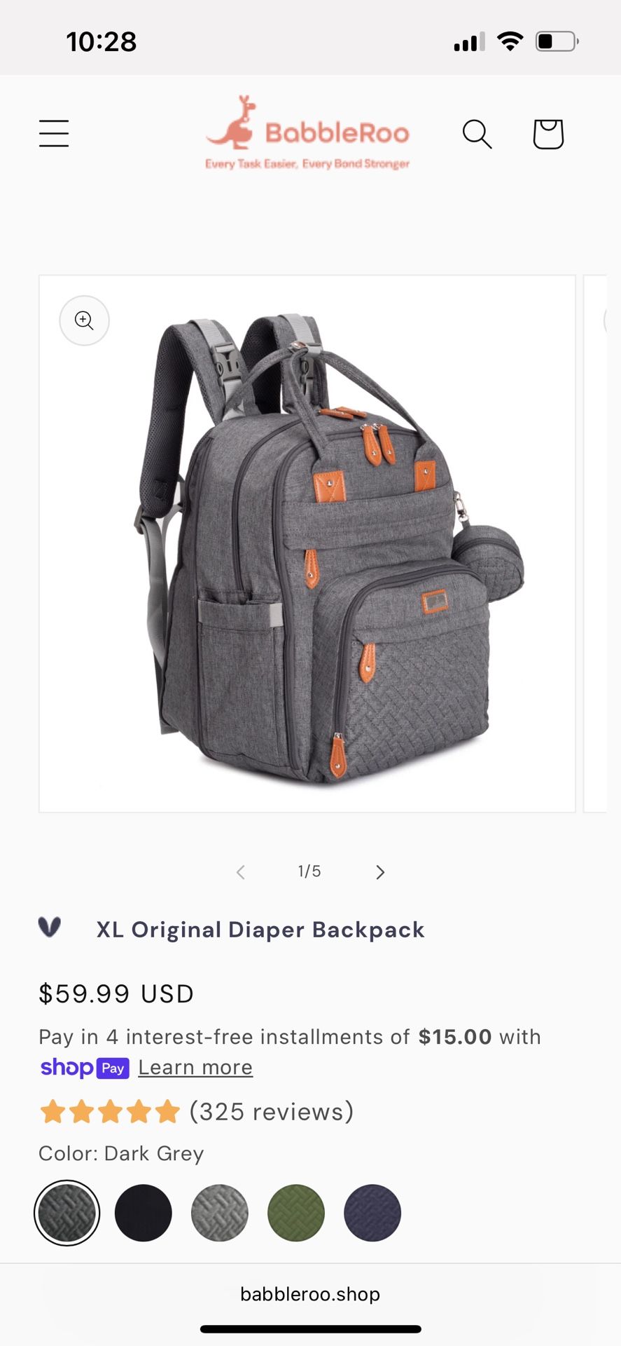 NEW Babbleroo Gray Backpack