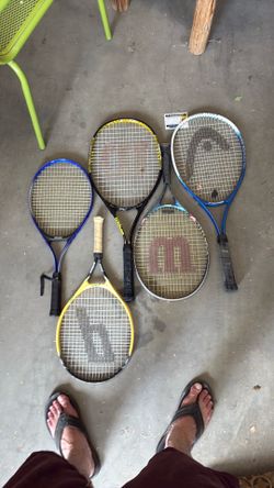 5 Tennis Rackets – Mixed Sizes for Kids, Teens & Adults