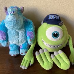 👁️  Disney New w/o Tag Monsters Inc Sully & Mike Wazowski Plush Stuffed Animal Toys
