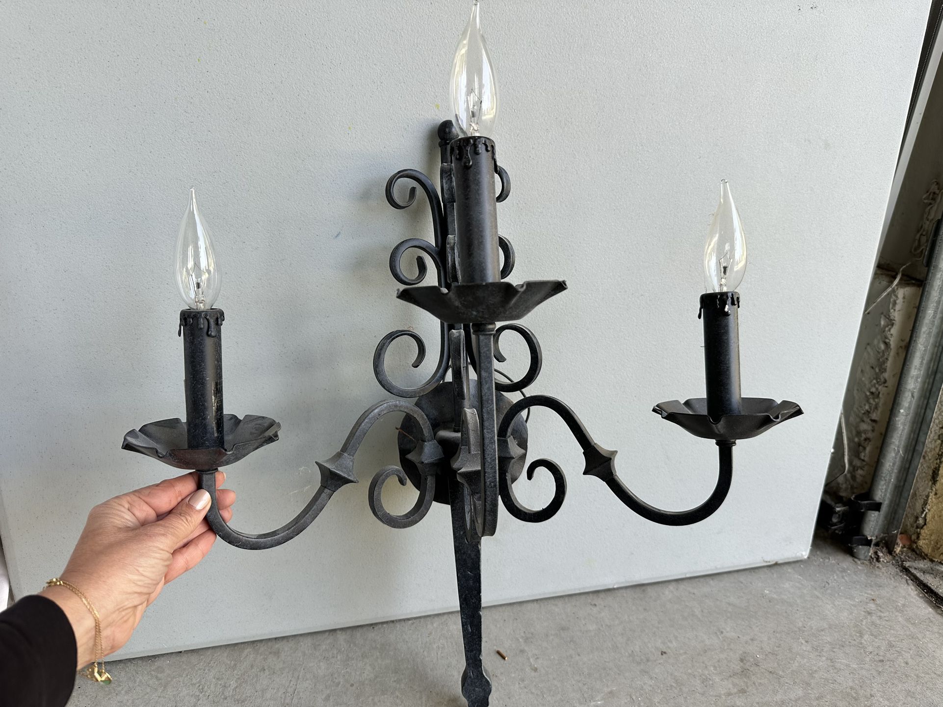2 Cast Iron Wall Mounted Light Fixtures.