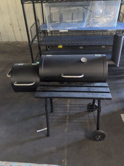 Black Offset Barrel Charcoal Smoker Grill