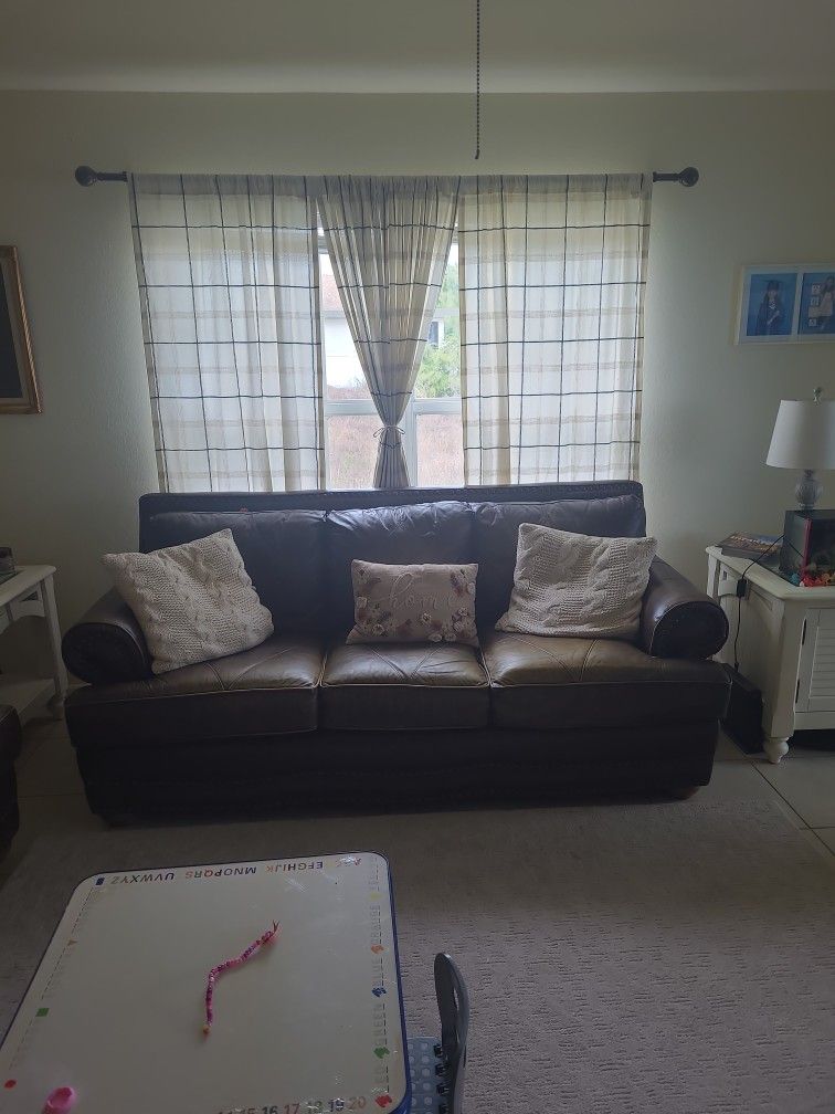 Brown Leather Couch Set