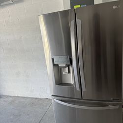 (Price Is $400) Lg Stainless Steel French Door Refrigerator