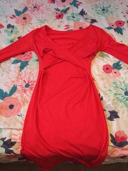 Red short long sleeve dress