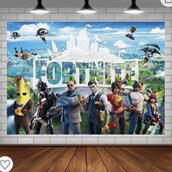 fortnite birthday decor, banner, cake topper