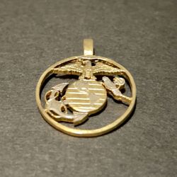 Marine U.S. Military Coin Pendant - Hand Cut - 1" Diameter - Without Chain