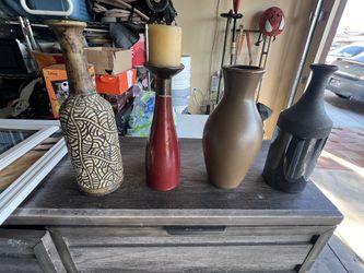 4 Jarrones En Buenas Condiciones Medidas 13 Y 16 Inches 