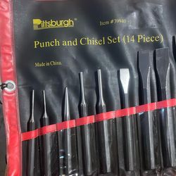 14 Piece Punch And Chisel Set With Roll up Bag