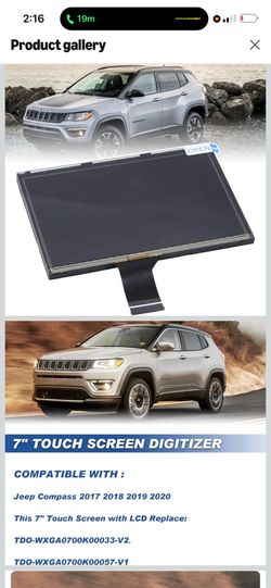 7" uconnect Touch Screen Digitizer LCD Monitor Radio Navigation Compatible with Jeep Compass 2017 2018 2019