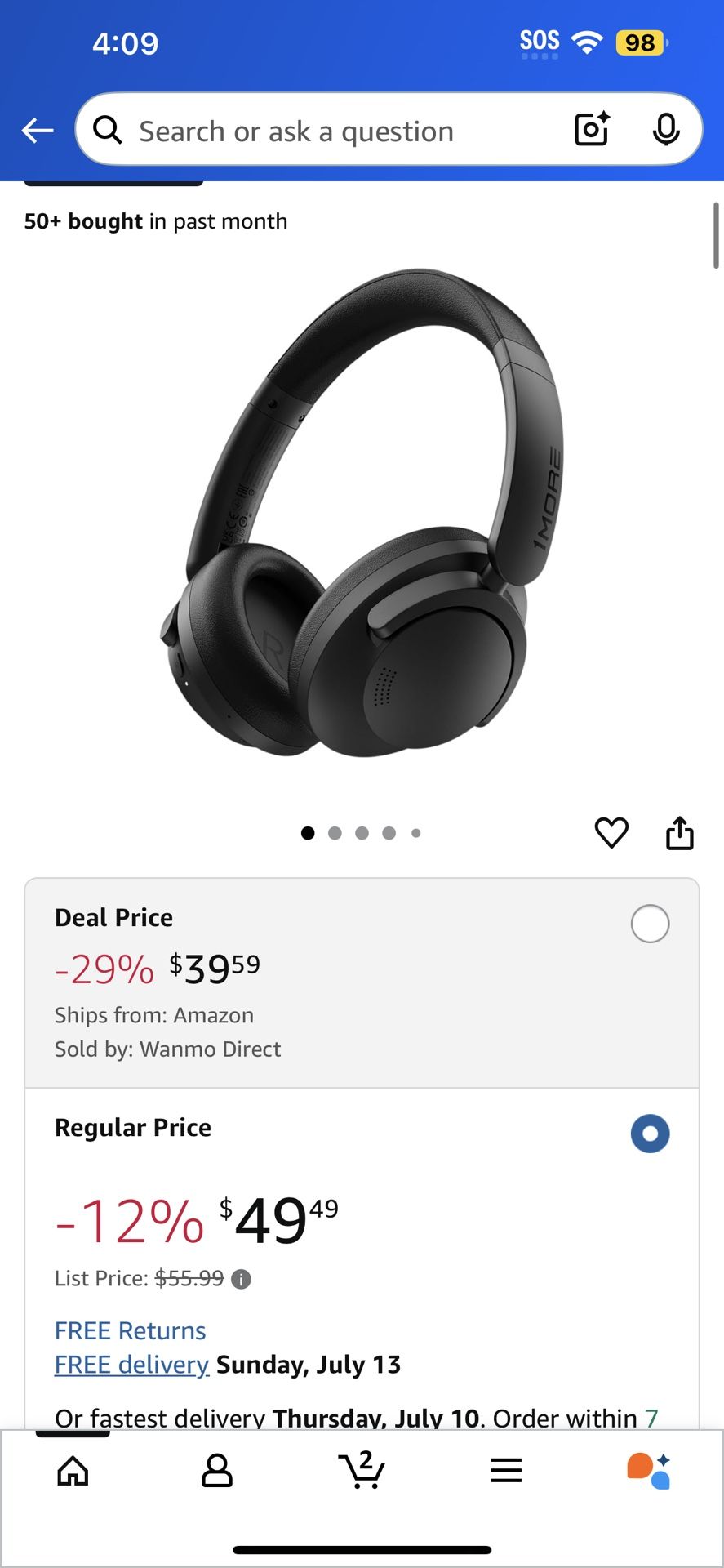 New! Active Noise Cancelling Wireless Headphones!!!