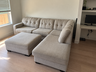 Mahoney 2-Piece Sectional with Chaise & Larce Performance Fabric Oversized Accent Ottoman