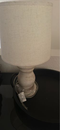 Small Table Lamp with Linen Drum Shade