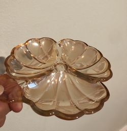 Leaf Shaped Divided Dish - Vintage Carnival Glass
