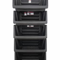 Husky Heavy Duty Stackable Storage Bins – Set of 6 – Garage / Tool Storage