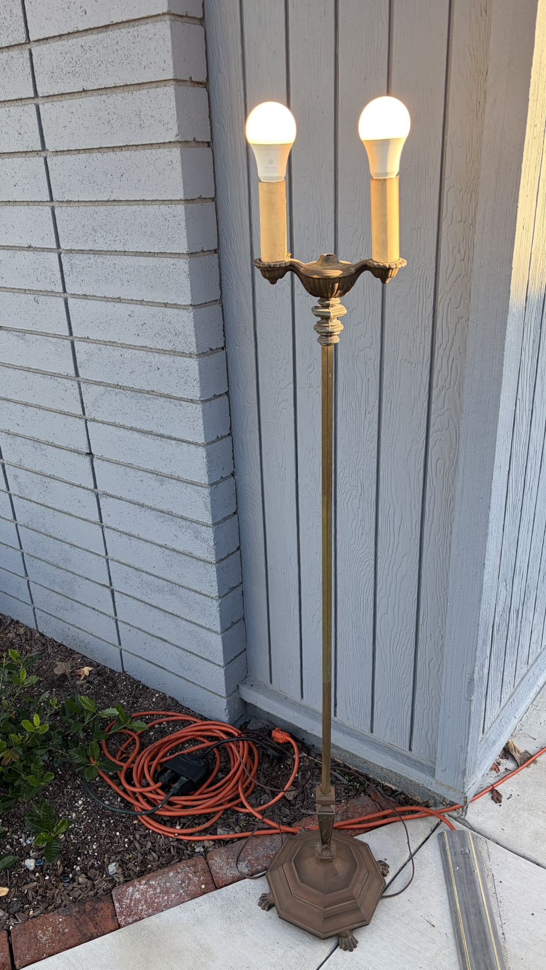 Antique 1920s Art Deco Floor Lamp – Working – Cast Metal, Candle Sockets