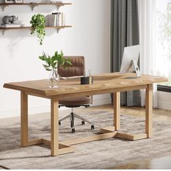 63 Inches Computer Desk,  with Solid Wood Legs  for Work Study, Modern Simple Executive Desk Workstation Office (Walnut) Y-69