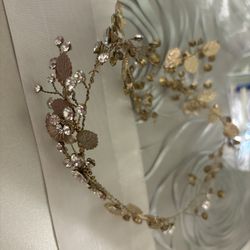 Elegant Gold Floral Headband Boutique De Voile