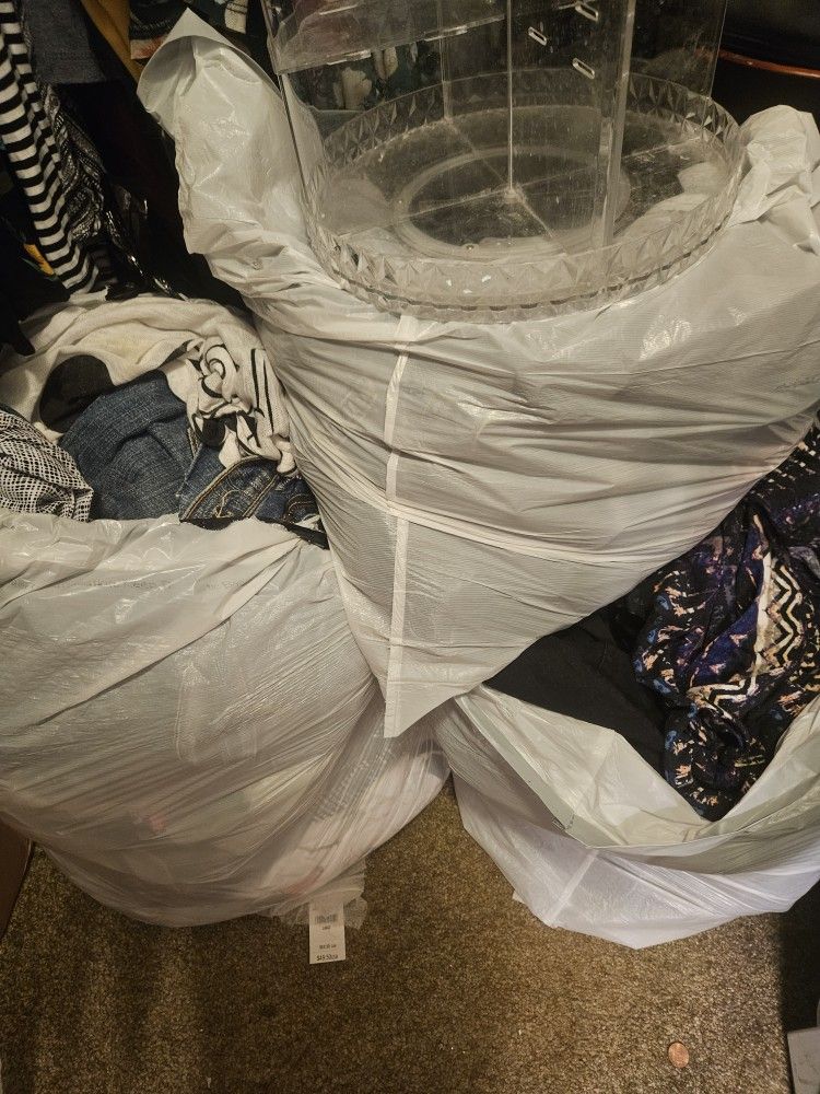Bags Of Clothes Size Large And Xlarge Some New With Tags And New Shoes