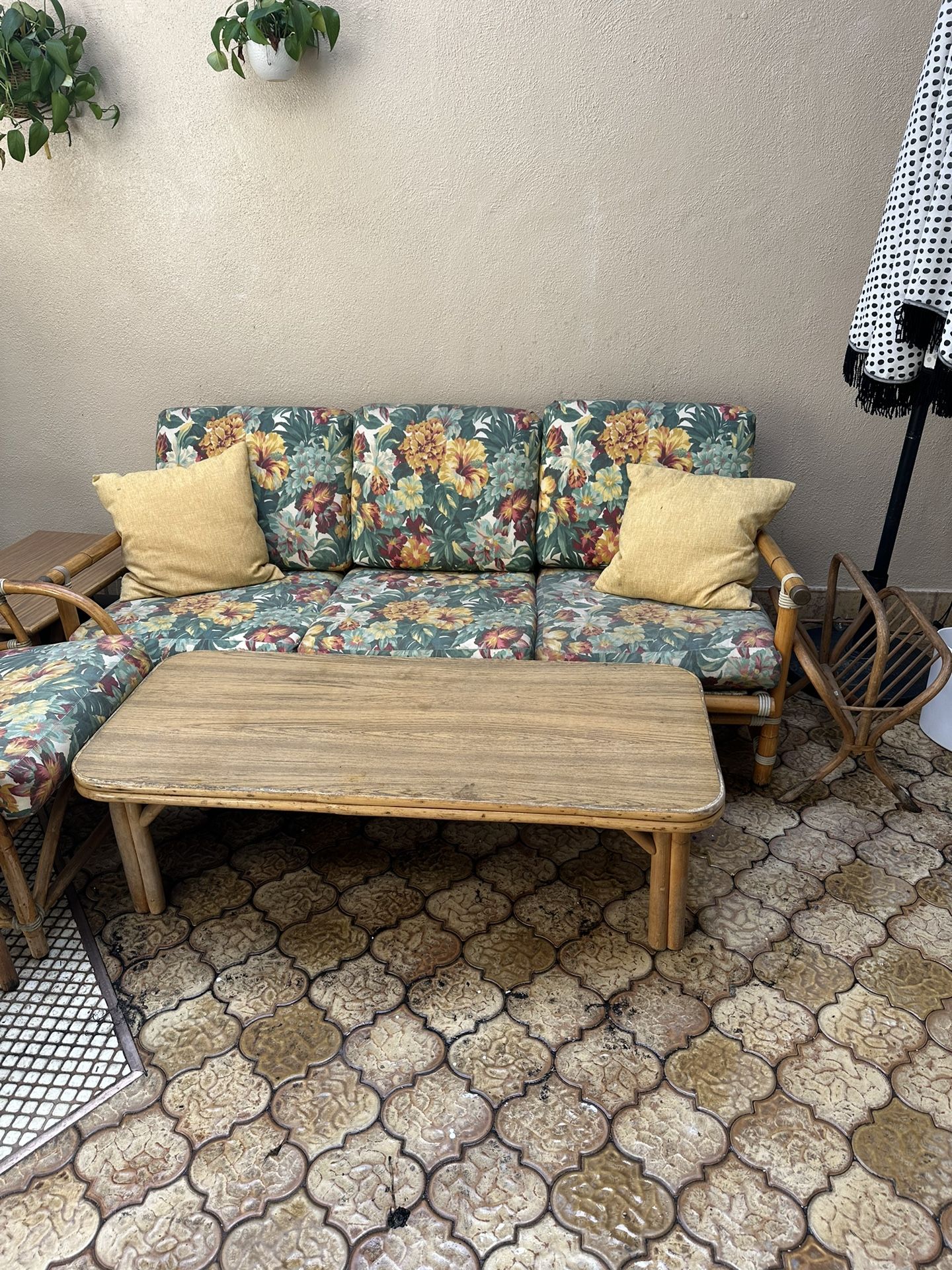 Vintage Rattan Couch Set