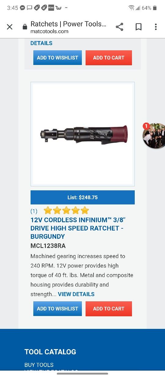 Matco Cordless Ratchet