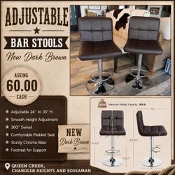 🤎 Brand New Adjustable Bar Stools – Set of 2! 🤎