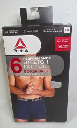 Reebok 6pk Performance Regular Fit Boxer Briefs Mens 2XL