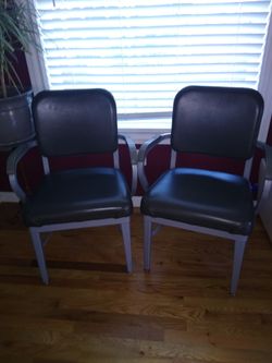 Pair Vintage MCM Steel Case Olive green Tanker Chairs