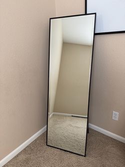 Full Length Floor Mirror Black Thin Frame