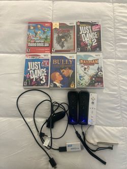 Wii Set W/ 3 Controllers (2 W/ Built-In Motion Plus) + 1 Nunchuck + 6 Games + HDMI Cord/Converter