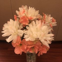 Cream and coral flower arrangement