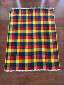 Vintage 1970s plaid blanket