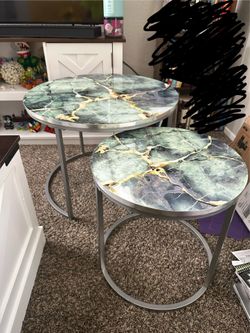 Faux Marble Nesting Tables