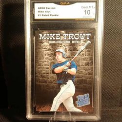 Graded 2010 MIKE TROUT #1 Rated Rookie ACEO Custom Card