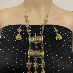 Necklace Earrings Antique Style Oxidized Gold Or Silver Available 