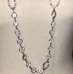 Silver And CZ Beaded Necklace
