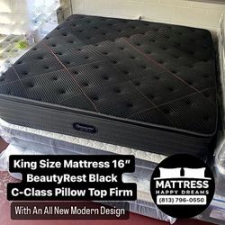 King BeautyRest Black C-Class Pillow Top Firm Mattress 16” Inches Advanced Collection With An All New Modern Design Direct From Factory