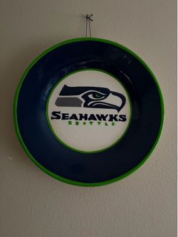 Vintage 16” Seattle Sea hawks Plate Wall Hanging Handmade Pottery Hawks Football NFL