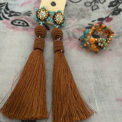 Beautiful Mexican Earrings And Ring 
