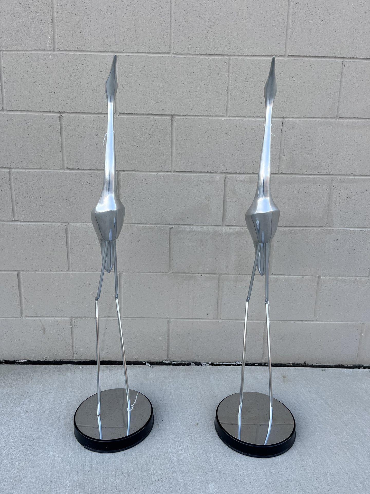 ✨ Vintage Mid-Century Modern Chrome Crane Sculptures (Pair) – Curtis Jere Style