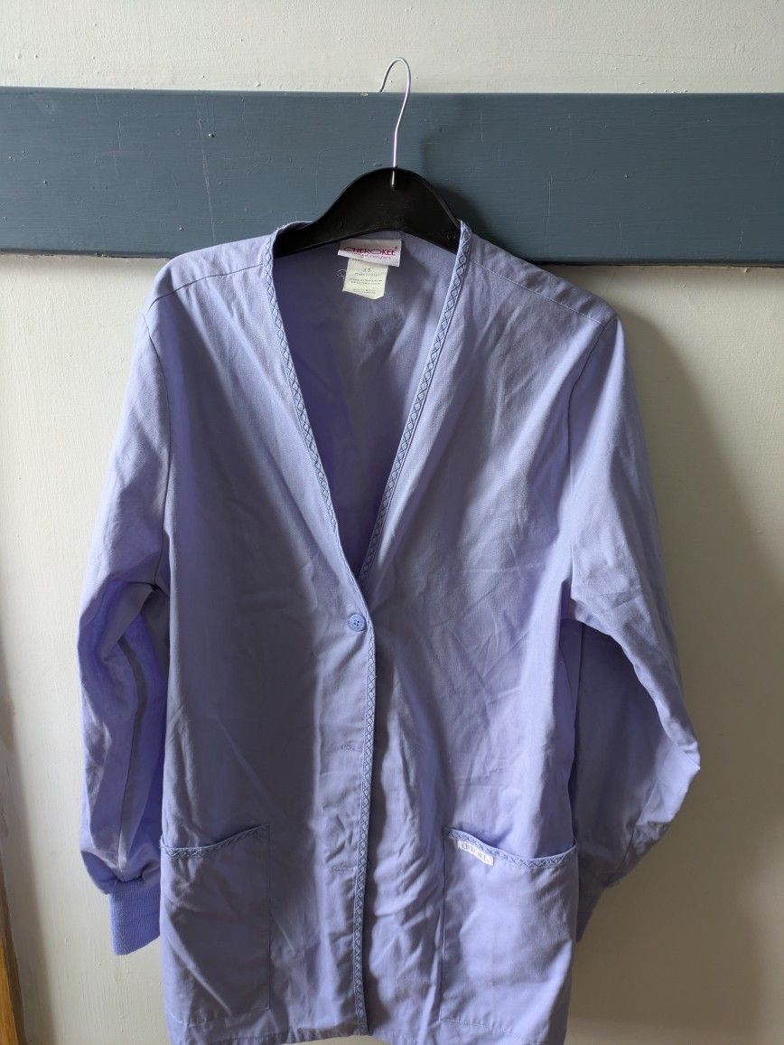 Vtg Women's Cherokee Brand Light Purple Scrub Jacket